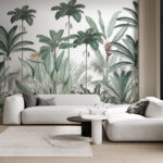 Papier peint Paradis tropical avec une végétation luxuriante.