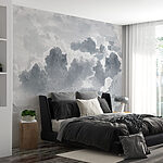 Papier peint Nuages gris dans un ciel d'aquarelle.