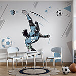Papier peint Joueur de football effectuant un coup de pied en plein vol