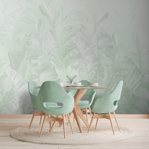 Papier peint Papier peint Motif de feuilles de menthe, design élégant (UGS : u98951v4)