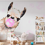 Papier peint Lama soufflant une bulle