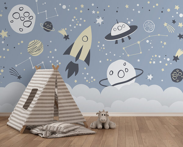 Fusée et étoiles dans le ciel Papier peint Fusée et étoiles dans le ciel