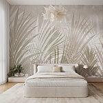 Papier peint Motif de feuilles tropicales sur fond beige