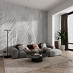 Papier peint Image de plantes en gris et blanc
