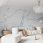 Papier peint Texture marbre clair avec des veines bleues.