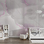 Papier peint Abstrait pastel avec des accents roses.