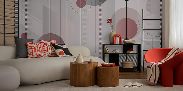 Papier peint Papier peint Dessin abstrait de cercles et de lignes (UGS : u95379v2)