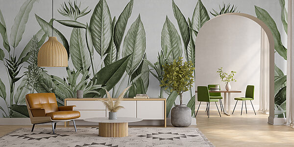 Papier peint Papier peint Illustration de feuillage tropical luxuriant (UGS : u96833v2)