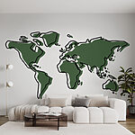 Papier peint Contour vert et noir d'une carte du monde