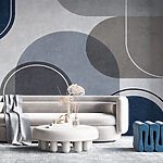 Papier peint Cercle bleu et blanc
