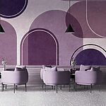 Papier peint Fond violet et blanc avec des ovales et des ovales