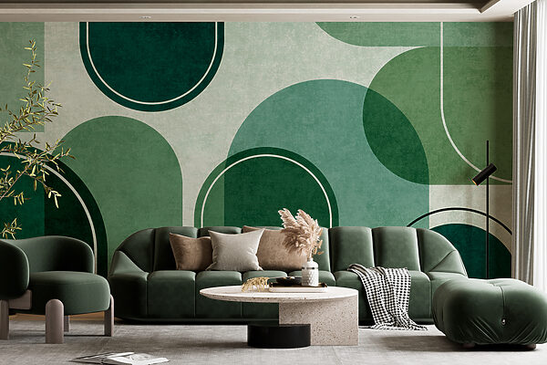 Fond vert et blanc avec des ovales et des ovales Papier peint Fond vert et blanc avec des ovales et des ovales