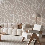 Papier peint Lignes blanches sur fond gris