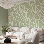 Papier peint Lignes blanches sur fond vert