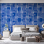 Papier peint Motif rayé bleu et blanc