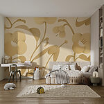 Papier peint Motif floral abstrait dans des tons pastel.