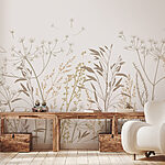 Papier peint Feuille brune sur fond blanc