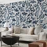 Papier peint Motif de fleurs et de feuilles
