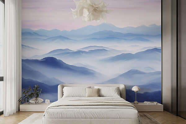 Paysage de montagnes avec brouillard Papier peint Paysage de montagnes avec brouillard