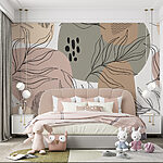 Papier peint Lignes noires sur fond rose