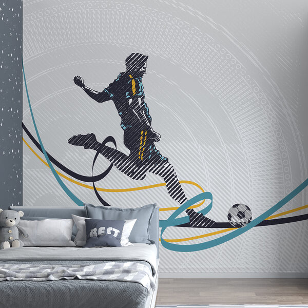 Homme bottant un ballon de football Papier peint Homme bottant un ballon de football