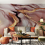 Papier peint Marbre tourbillonnant aux accents métalliques