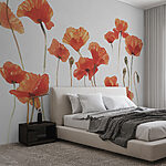 Papier peint Les coquelicots rouges dansent dans la brise
