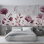 Papier peint Des fleurs délicates avec des tons roses doux.