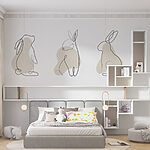 Papier peint Dessin au trait d'un lapin