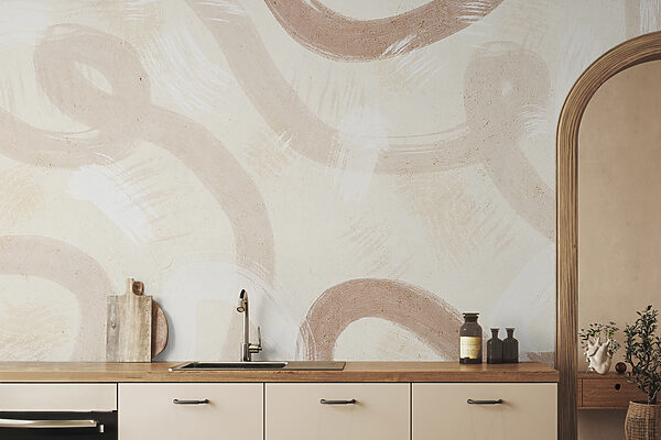 Papier peint Trait de pinceau brun sur une surface blanche