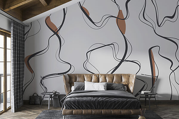 Papier peint Motif abstrait de lignes et de formes