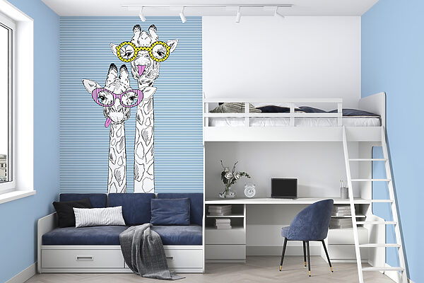 Couple de girafes portant des lunettes Papier peint Couple de girafes portant des lunettes