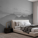 Papier peint Image de montagnes en noir et blanc