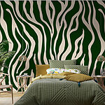 Papier peint Imprimé zébré vert et blanc