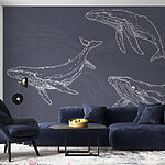 Papier peint Groupe de baleines dans différentes poses