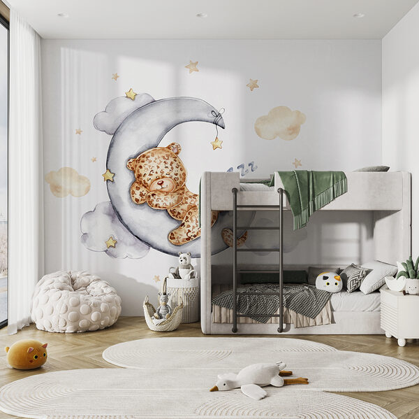 Ourson dormant sur la lune Papier peint Ourson dormant sur la lune