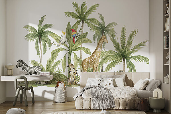 Girafe dans la jungle Papier peint Girafe dans la jungle