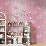 Papier peint Motif rose et blanc
