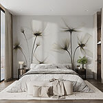 Papier peint Fleurs transparentes sur fond blanc
