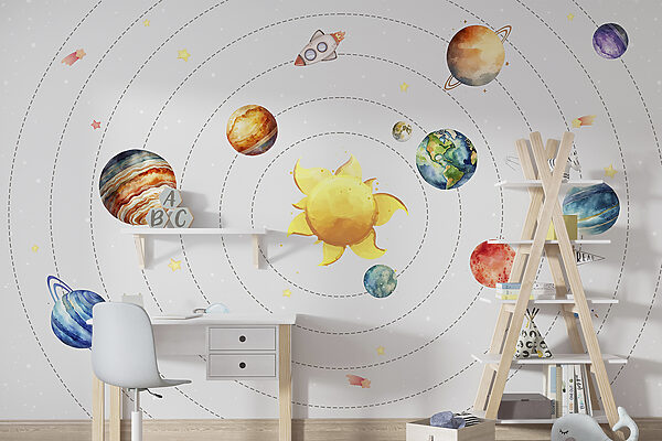 Aquarelle d'une planète Papier peint Aquarelle d'une planète