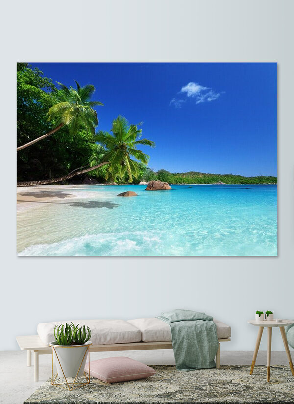 Plage paradisiaque aux eaux turquoises Tableaux Plage paradisiaque aux eaux turquoises