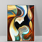 Tableaux Profils abstraits aux couleurs vives.