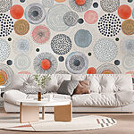 Papier peint Motif de cercles et de points colorés