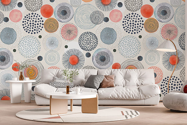 Motif de cercles et de points colorés Papier peint Motif de cercles et de points colorés