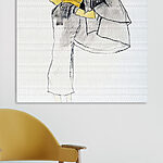 Tableaux Peinture d'une femme portant un chapeau jaune