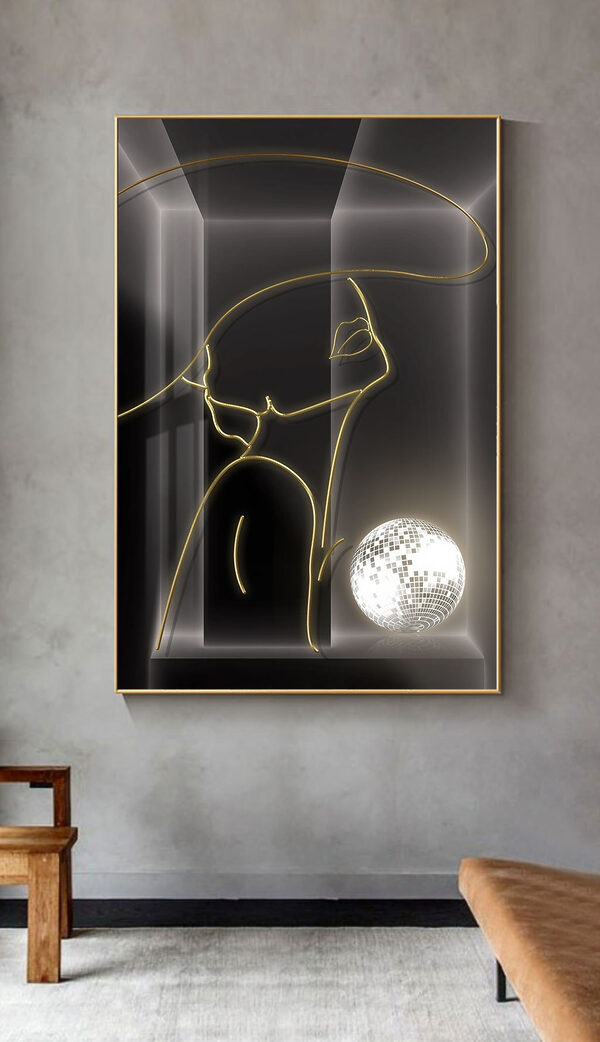 Dessin d'une femme avec une boule disco Tableaux Dessin d'une femme avec une boule disco