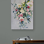 Tableaux Peinture de fleurs sur une surface blanche