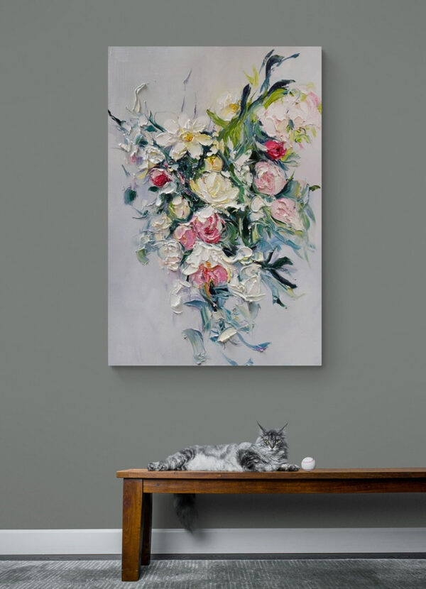 Peinture de fleurs sur une surface blanche Tableaux Peinture de fleurs sur une surface blanche