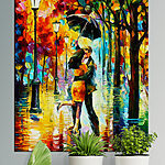 Tableaux Peinture d'un couple s'embrassant sous un parapluie