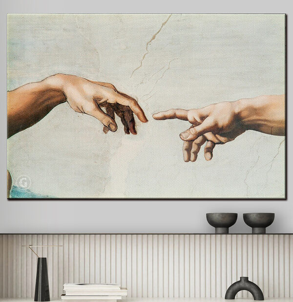 Les doigts se tendent l'un vers l'autre Tableaux Les doigts se tendent l'un vers l'autre